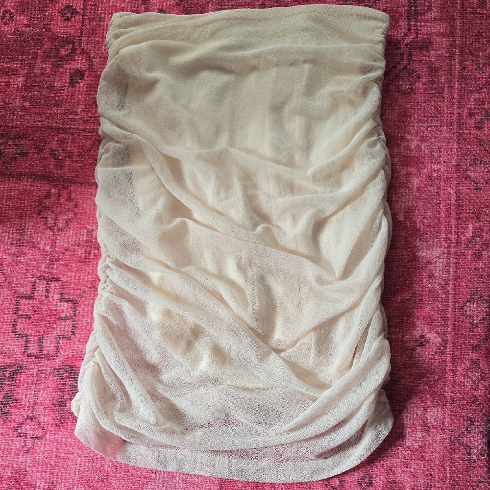 Fashion Nova Cream Sheer Top